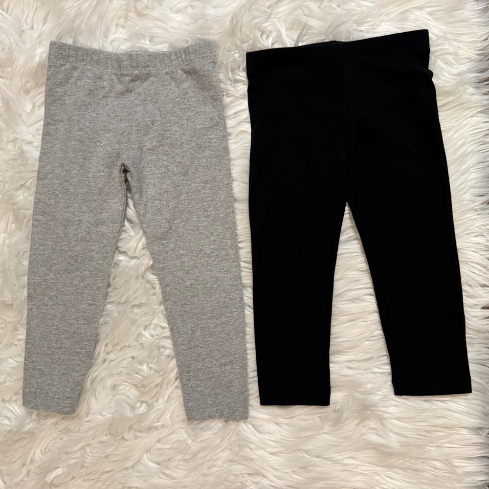 The Children’s Place Girls 2T Leggings Bundle Gray Black Pull On Stretch Pants